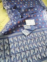 Saree_soft_jamdani_with blouse piece_blueish grey_copper_zari_festive_durga_pujo_S10738 - Saree - Aakritee - S10738